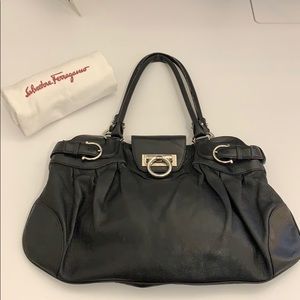 Black Leather Salvatore Ferragamo Marisa Handbag